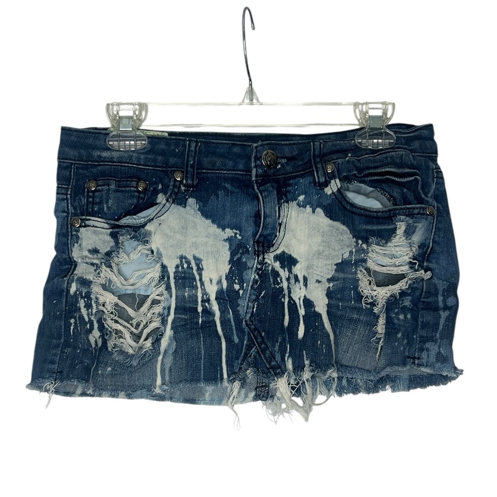MACHINE Paint Splatter Denim Mini Skirt